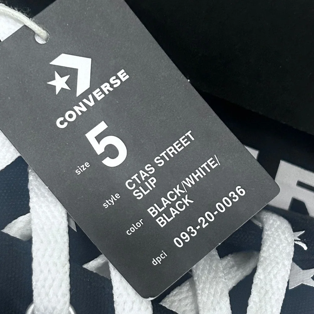 Converse CTAS Street Slip Black White Star Print Kids Sneakers A16708F Size 5